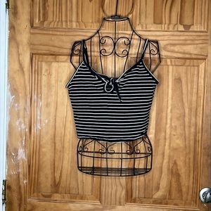 Striped Front Tie Crop Top
